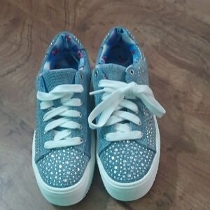 Madden Girl Rhinestones Blue & White Kids Sneakers